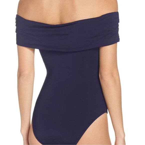 Trina Turk Off Shoulder Twist V Neck Swimsuit - Picture 3 of 5